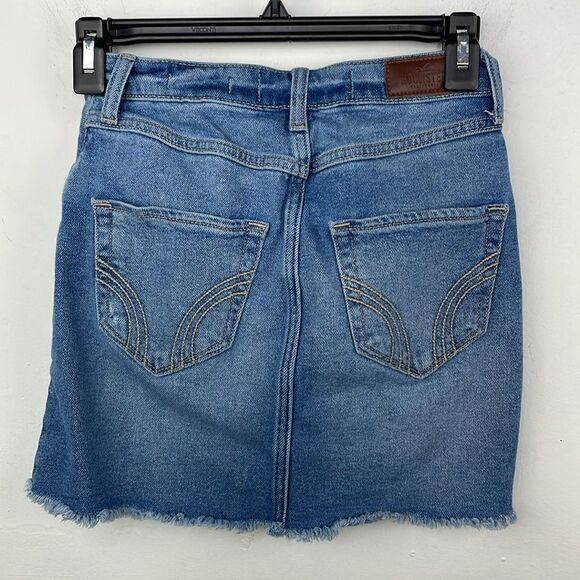 Y2K Hollister Denim Distressed Mini Skirt Jean size 00 - Picture 4 of 11